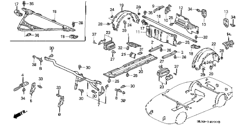 1997 NSX-T 2 DOOR 4AT BODY COMPONENT diagram 1997 NSX-T 2 DOOR 4AT BODY COMPONENT diagram