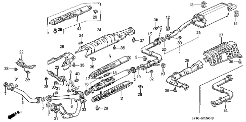1993 LEGEND L*(MOQUETTE) 4 DOOR 5MT EXHAUST SYSTEM diagram 1993 LEGEND L*(MOQUETTE) 4 DOOR 5MT EXHAUST SYSTEM diagram