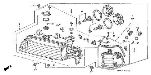 1994 LEGEND L 4 DOOR 4AT HEADLIGHT diagram 1994 LEGEND L 4 DOOR 4AT HEADLIGHT diagram