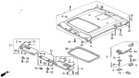 1993 LEGEND LS 2 DOOR 6MT HEADLINER TRIM diagram 1993 LEGEND LS 2 DOOR 6MT HEADLINER TRIM diagram