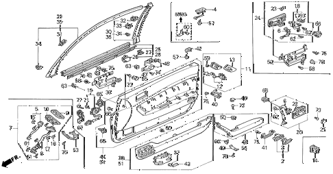 1991 LEGEND LS 2 DOOR 5MT FRONT DOOR LINING diagram 1991 LEGEND LS 2 DOOR 5MT FRONT DOOR LINING diagram