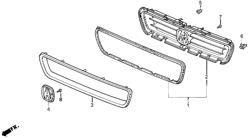 1992 LEGEND L 2 DOOR 4AT FRONT GRILLE diagram 1992 LEGEND L 2 DOOR 4AT FRONT GRILLE diagram