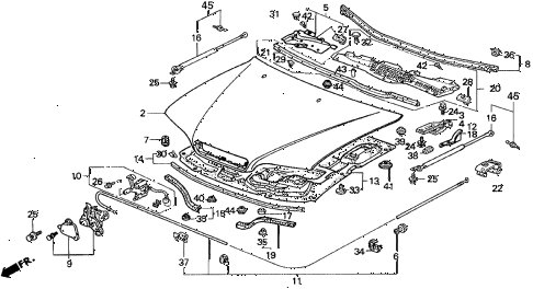 1994 LEGEND L 2 DOOR 6MT ENGINE HOOD diagram 1994 LEGEND L 2 DOOR 6MT ENGINE HOOD diagram