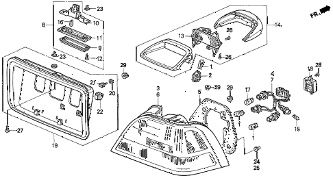 1997 TL BAS3.2 4 DOOR 4AT TAILLIGHT diagram 1997 TL BAS3.2 4 DOOR 4AT TAILLIGHT diagram
