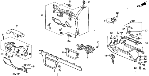 1997 TL PRE2.5 4 DOOR 4AT INSTRUMENT GARNISH diagram 1997 TL PRE2.5 4 DOOR 4AT INSTRUMENT GARNISH diagram