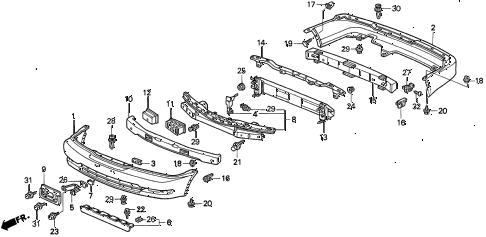 1997 TL BAS3.2 4 DOOR 4AT BUMPER (V6) diagram 1997 TL BAS3.2 4 DOOR 4AT BUMPER (V6) diagram