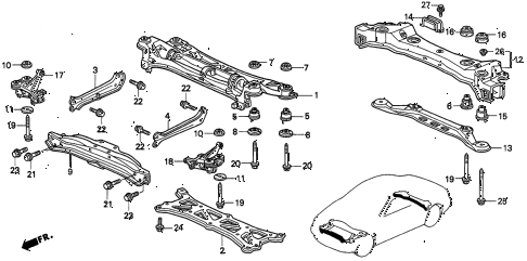 1997 TL BAS3.2 4 DOOR 4AT CROSS BEAM (V6) diagram 1997 TL BAS3.2 4 DOOR 4AT CROSS BEAM (V6) diagram