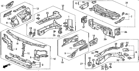1996 TL BAS2.5 4 DOOR 4AT FRONT BULKHEAD diagram 1996 TL BAS2.5 4 DOOR 4AT FRONT BULKHEAD diagram