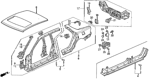 1997 TL BAS2.5 4 DOOR 4AT OUTER PANEL diagram 1997 TL BAS2.5 4 DOOR 4AT OUTER PANEL diagram