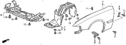 1997 TL BAS3.2 4 DOOR 4AT FRONT FENDER (V6) diagram 1997 TL BAS3.2 4 DOOR 4AT FRONT FENDER (V6) diagram