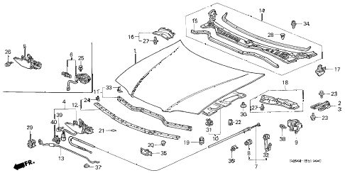 1996 TL BAS2.5 4 DOOR 4AT HOOD diagram 1996 TL BAS2.5 4 DOOR 4AT HOOD diagram