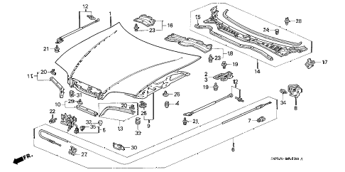 1997 TL BAS3.2 4 DOOR 4AT HOOD (V6) diagram 1997 TL BAS3.2 4 DOOR 4AT HOOD (V6) diagram