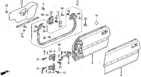 1995 TL PRE2.5 4 DOOR 4AT FRONT DOOR PANELS diagram 1995 TL PRE2.5 4 DOOR 4AT FRONT DOOR PANELS diagram