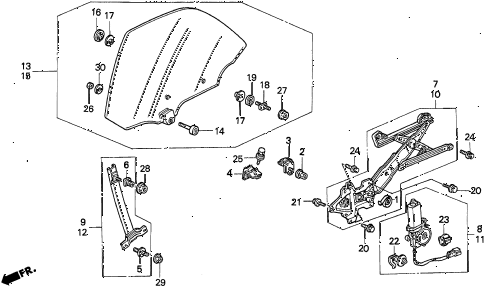 1997 TL BAS2.5 4 DOOR 4AT REAR DOOR WINDOWS diagram 1997 TL BAS2.5 4 DOOR 4AT REAR DOOR WINDOWS diagram