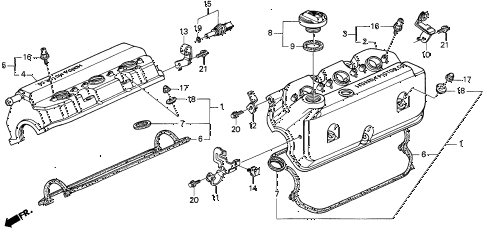 1997 TL BAS3.2 4 DOOR 4AT CYLINDER HEAD COVER (V6) diagram 1997 TL BAS3.2 4 DOOR 4AT CYLINDER HEAD COVER (V6) diagram