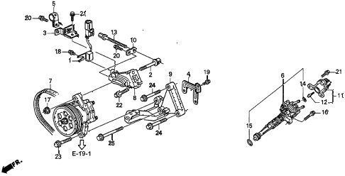 1997 TL BAS3.2 4 DOOR 4AT P.S. PUMP BRACKET - SPEED SENSOR (V6) diagram 1997 TL BAS3.2 4 DOOR 4AT P.S. PUMP BRACKET - SPEED SENSOR (V6) diagram