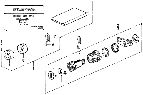 1997 CL PRE3.0 2 DOOR 4AT KEY CYLINDER KIT diagram 1997 CL PRE3.0 2 DOOR 4AT KEY CYLINDER KIT diagram