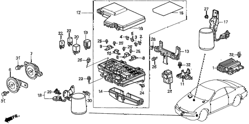 1998 CL BAS2.3 2 DOOR 4AT CONTROL UNIT (ENGINE ROOM) diagram 1998 CL BAS2.3 2 DOOR 4AT CONTROL UNIT (ENGINE ROOM) diagram