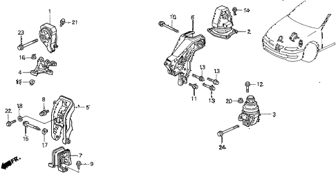 1998 CL BAS2.3 2 DOOR 5MT MT ENGINE MOUNT (1) diagram 1998 CL BAS2.3 2 DOOR 5MT MT ENGINE MOUNT (1) diagram