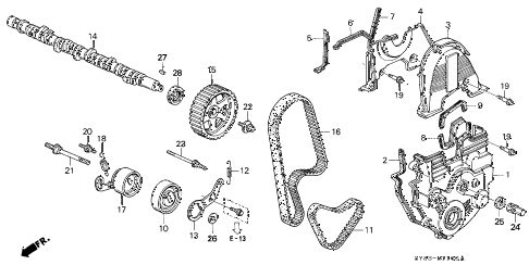 1997 CL PRE2.2 2 DOOR 5MT CAMSHAFT - TIMING BELT (1) diagram 1997 CL PRE2.2 2 DOOR 5MT CAMSHAFT - TIMING BELT (1) diagram