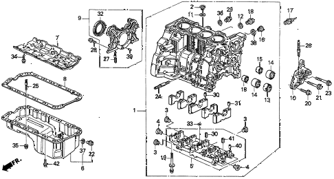 1997 CL BAS2.2 2 DOOR 5MT CYLINDER BLOCK - OIL PAN (1) diagram 1997 CL BAS2.2 2 DOOR 5MT CYLINDER BLOCK - OIL PAN (1) diagram
