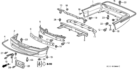 1998 RL BASE 4 DOOR 4AT BUMPER (1) diagram 1998 RL BASE 4 DOOR 4AT BUMPER (1) diagram