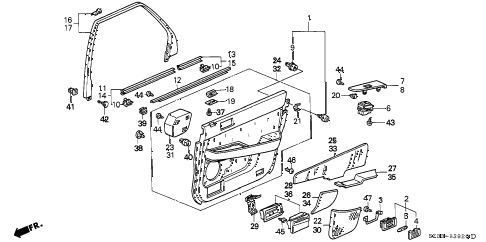 2004 RL 4 DOOR 4AT REAR DOOR LINING diagram 2004 RL 4 DOOR 4AT REAR DOOR LINING diagram