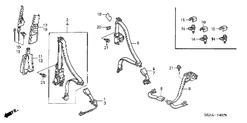2004 RL 4 DOOR 4AT SEAT BELTS diagram 2004 RL 4 DOOR 4AT SEAT BELTS diagram