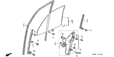 2004 RL 4 DOOR 4AT FRONT DOOR WINDOWS diagram 2004 RL 4 DOOR 4AT FRONT DOOR WINDOWS diagram