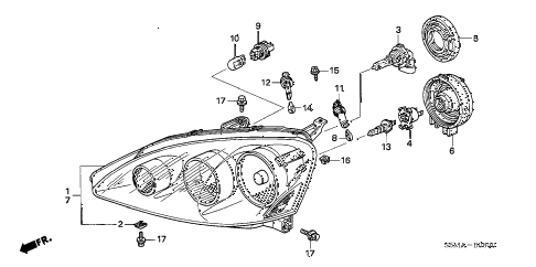 Acura  Parts on Acura Online Store   2006 Rsx Headlight Parts