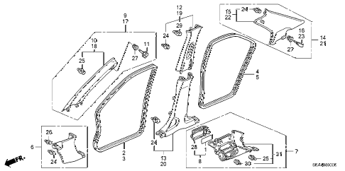 2004 TSX 4 DOOR 6MT PILLAR GARNISH diagram 2004 TSX 4 DOOR 6MT PILLAR GARNISH diagram