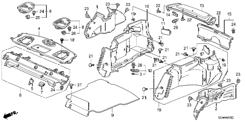 2008 TSX 4 DOOR 6MT REAR TRAY - SIDE LINING diagram 2008 TSX 4 DOOR 6MT REAR TRAY - SIDE LINING diagram