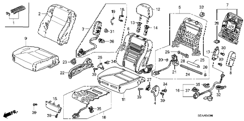 2008 TSX 4 DOOR 6MT FRONT SEAT (R.) diagram 2008 TSX 4 DOOR 6MT FRONT SEAT (R.) diagram