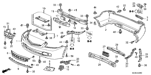 2008 TSX 4 DOOR 6MT BUMPERS diagram 2008 TSX 4 DOOR 6MT BUMPERS diagram