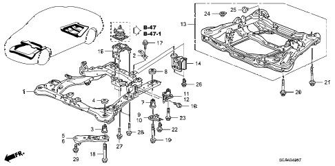 2008 TSX 4 DOOR 6MT FRONT BEAM - REAR BEAM diagram 2008 TSX 4 DOOR 6MT FRONT BEAM - REAR BEAM diagram