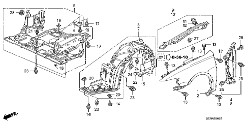 2008 TSX 4 DOOR 6MT FRONT FENDERS diagram 2008 TSX 4 DOOR 6MT FRONT FENDERS diagram