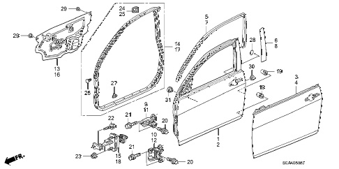2008 TSX 4 DOOR 6MT FRONT DOOR PANELS diagram 2008 TSX 4 DOOR 6MT FRONT DOOR PANELS diagram