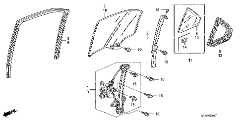 2008 TSX 4 DOOR 6MT REAR DOOR GLASS - DOOR REGULATOR diagram 2008 TSX 4 DOOR 6MT REAR DOOR GLASS - DOOR REGULATOR diagram