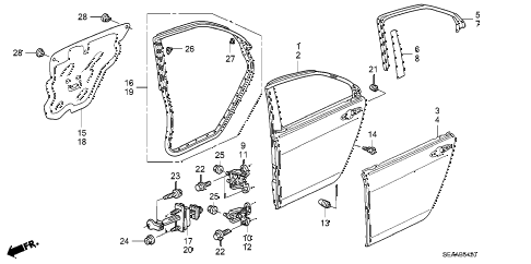 2008 TSX 4 DOOR 5AT REAR DOOR PANELS diagram 2008 TSX 4 DOOR 5AT REAR DOOR PANELS diagram