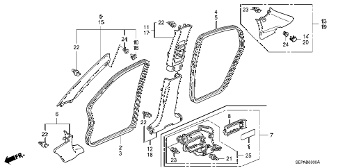 2008 TL TYPE-S 4 DOOR 6MT PILLAR GARNISH diagram 2008 TL TYPE-S 4 DOOR 6MT PILLAR GARNISH diagram