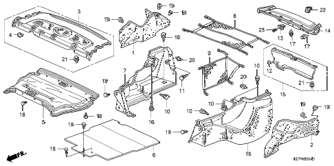 2008 TL TYPE-S 4 DOOR 5AT REAR TRAY - SIDE LINING diagram 2008 TL TYPE-S 4 DOOR 5AT REAR TRAY - SIDE LINING diagram