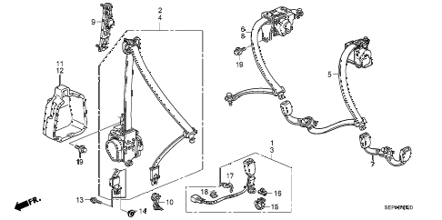 2008 TL TYPE-S 4 DOOR 6MT SEAT BELTS diagram 2008 TL TYPE-S 4 DOOR 6MT SEAT BELTS diagram