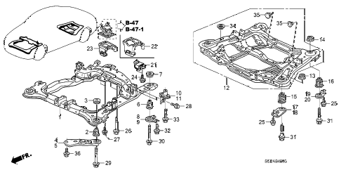 2008 TL TYPE-S 4 DOOR 6MT FRONT BEAM - REAR BEAM diagram 2008 TL TYPE-S 4 DOOR 6MT FRONT BEAM - REAR BEAM diagram