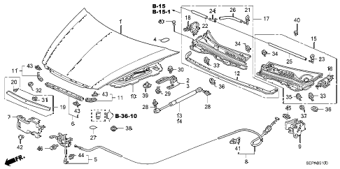 2008 TL TYPE-S 4 DOOR 6MT ENGINE HOOD diagram 2008 TL TYPE-S 4 DOOR 6MT ENGINE HOOD diagram