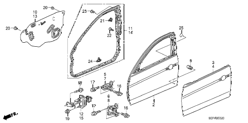 2008 TL TYPE-S 4 DOOR 6MT FRONT DOOR PANELS diagram 2008 TL TYPE-S 4 DOOR 6MT FRONT DOOR PANELS diagram