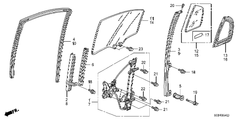 2008 TL TYPE-S 4 DOOR 5AT REAR DOOR GLASS - DOOR REGULATOR diagram 2008 TL TYPE-S 4 DOOR 5AT REAR DOOR GLASS - DOOR REGULATOR diagram