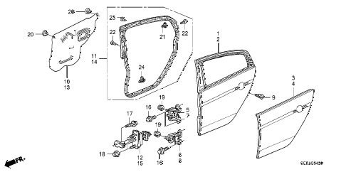 2008 TL TYPE-S 4 DOOR 6MT REAR DOOR PANELS diagram 2008 TL TYPE-S 4 DOOR 6MT REAR DOOR PANELS diagram
