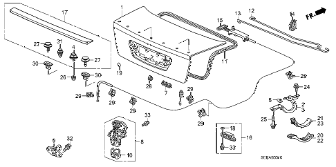 2008 TL TYPE-S 4 DOOR 5AT TRUNK LID diagram 2008 TL TYPE-S 4 DOOR 5AT TRUNK LID diagram