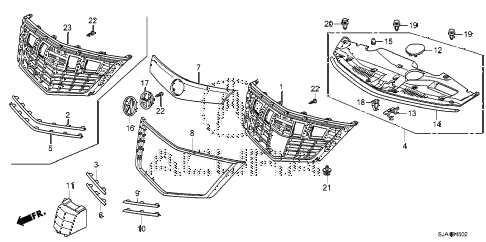2011 RL 4 DOOR 6AT FRONT GRILLE (3) diagram 2011 RL 4 DOOR 6AT FRONT GRILLE (3) diagram