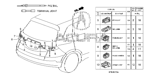 2007 RDX(TECH) 5 DOOR 5AT ELECTRICAL CONNECTOR (RR.) diagram 2007 RDX(TECH) 5 DOOR 5AT ELECTRICAL CONNECTOR (RR.) diagram